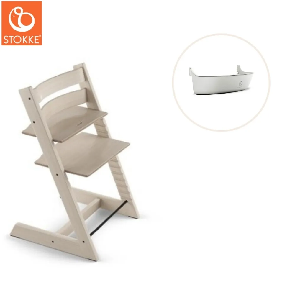 Tripp Trapp® Højstol inkl. storage opbevaring - whitewash-Børn Højstole Med Tilbehør