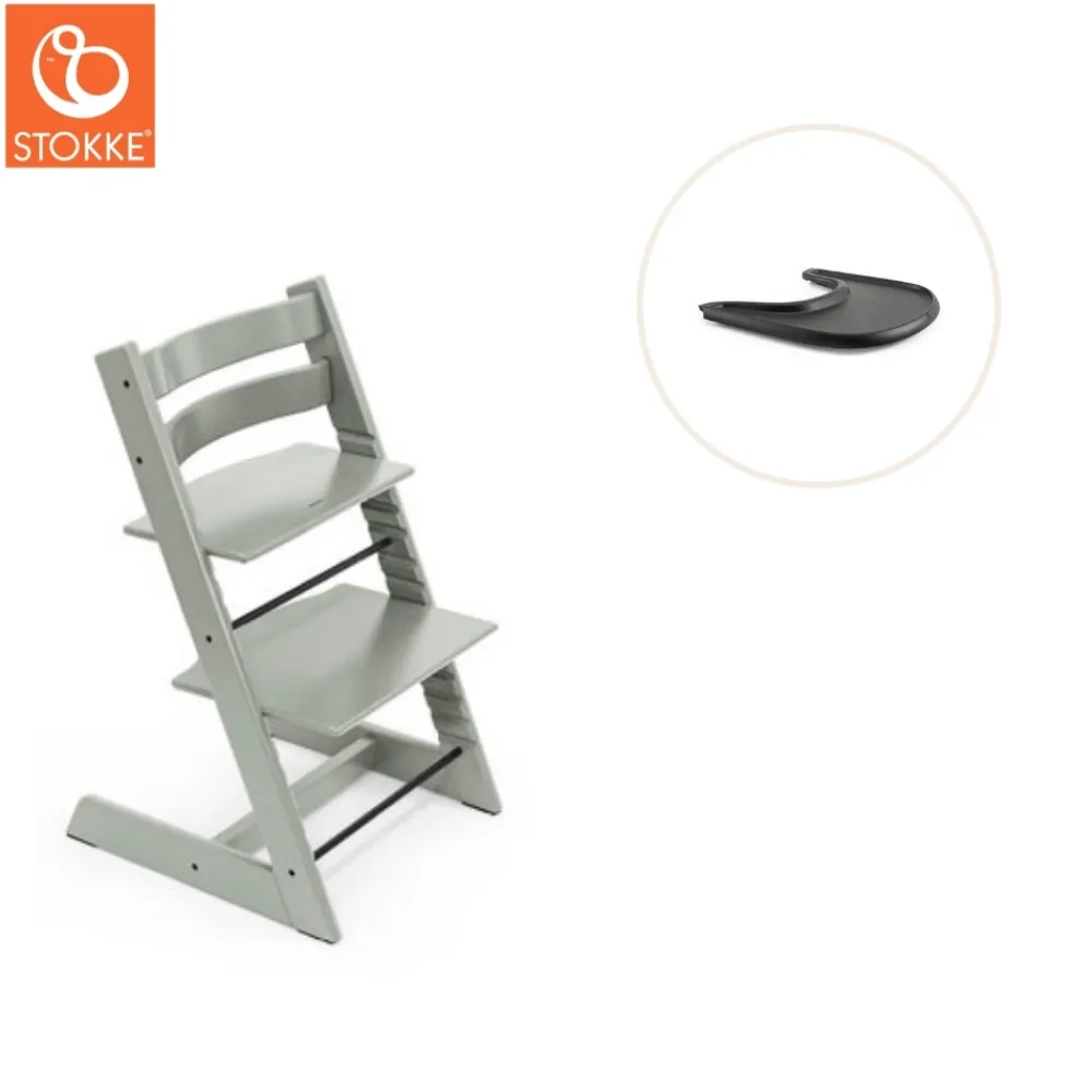 Stokke® / Tripp Trapp® Højstol inkl. tray - glacier green/sort-Børn Højstole Med Tilbehør