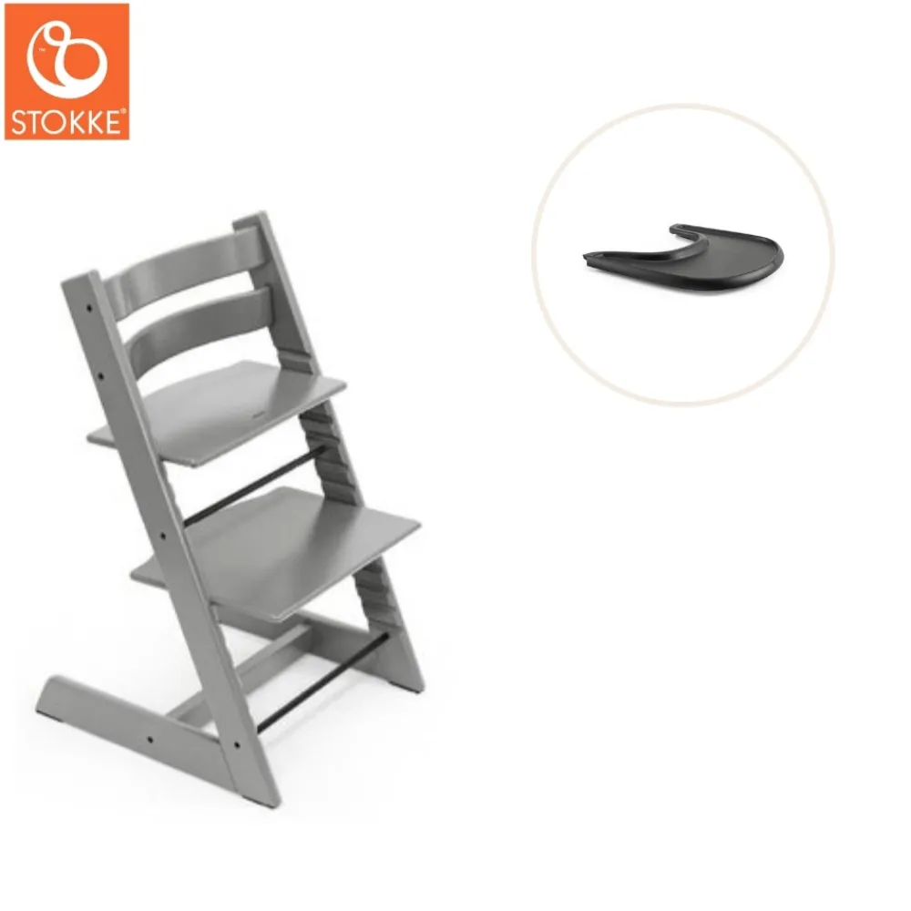 Stokke® / Tripp Trapp® Højstol inkl. tray - storm grey/sort-Børn Højstole Med Tilbehør
