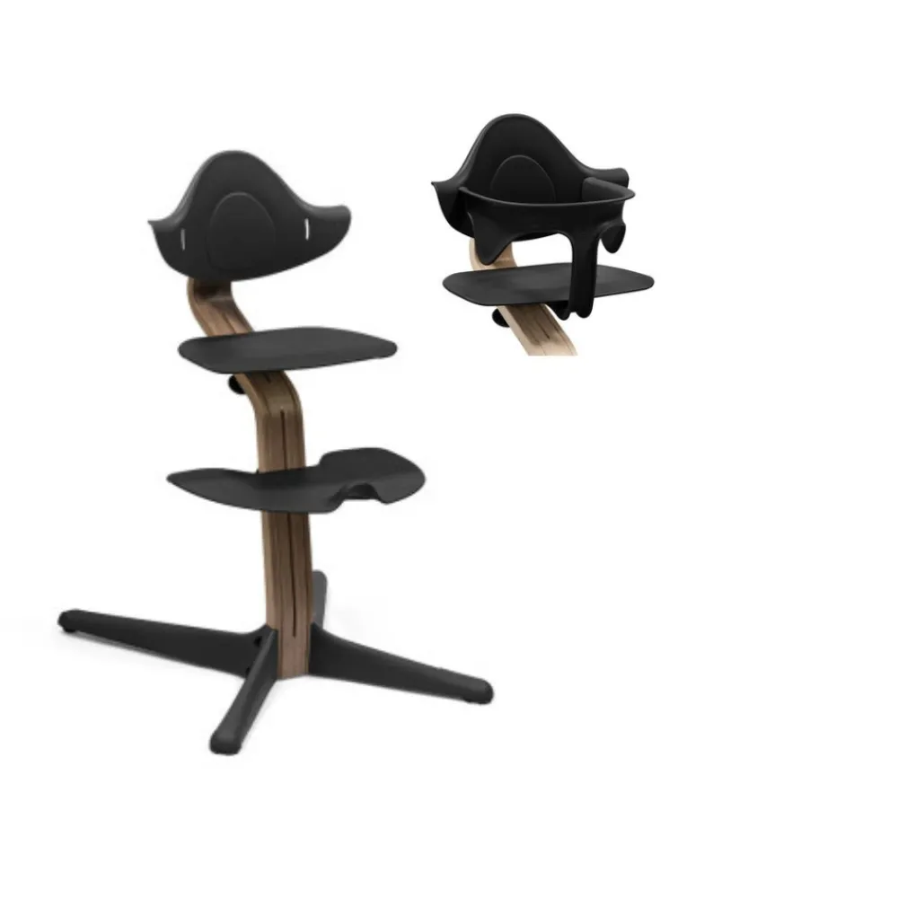 Stokke Nomi Højstol valnød - black inkl. babysæt-Børn Højstole Med Tilbehør