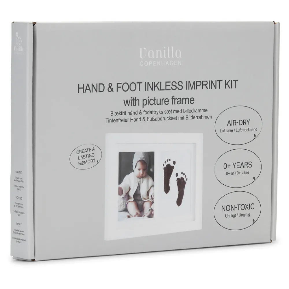 Vanilla COPENHAGEN Hånd og fodaftryk sæt med stempel og ramme-Børn Rammer|Hånd- & Fodaftryk