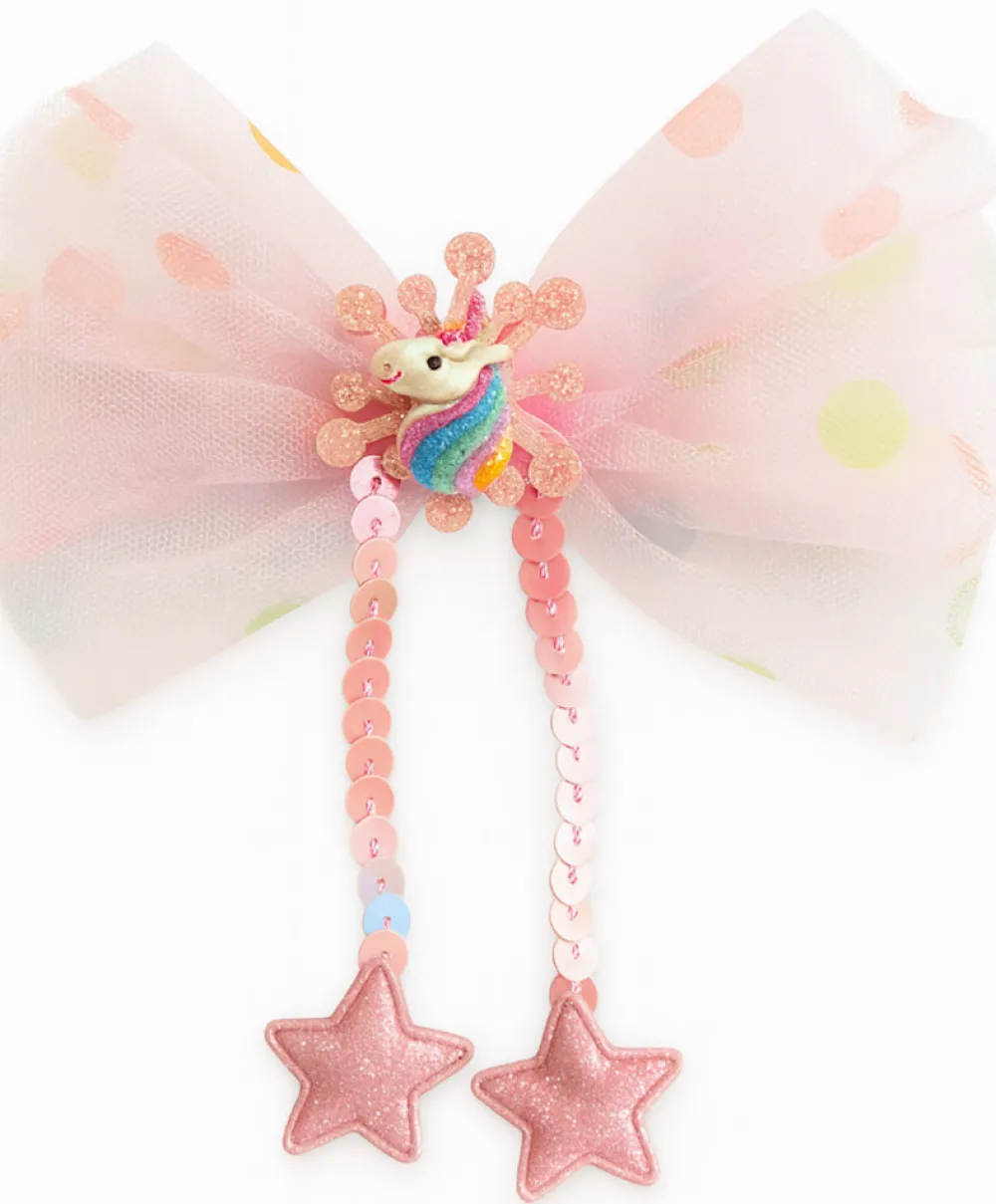 Ella & Monster Hårclips Big Unicorn Bow Rose- Festtøj & Tilbehør