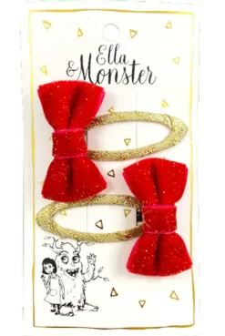 Ella & Monster Hårspænde Fløjl Juliet Sløjfe Rød- Festtøj & Tilbehør