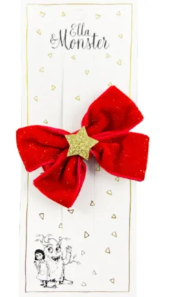 Ella & Monster Hårspænde Romantisk Julesløjfe Rød- Festtøj & Tilbehør