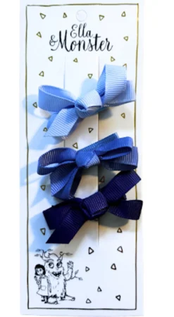 Ella & Monster Hårspænde Sæt – Blå Sløjfer- Festtøj & Tilbehør