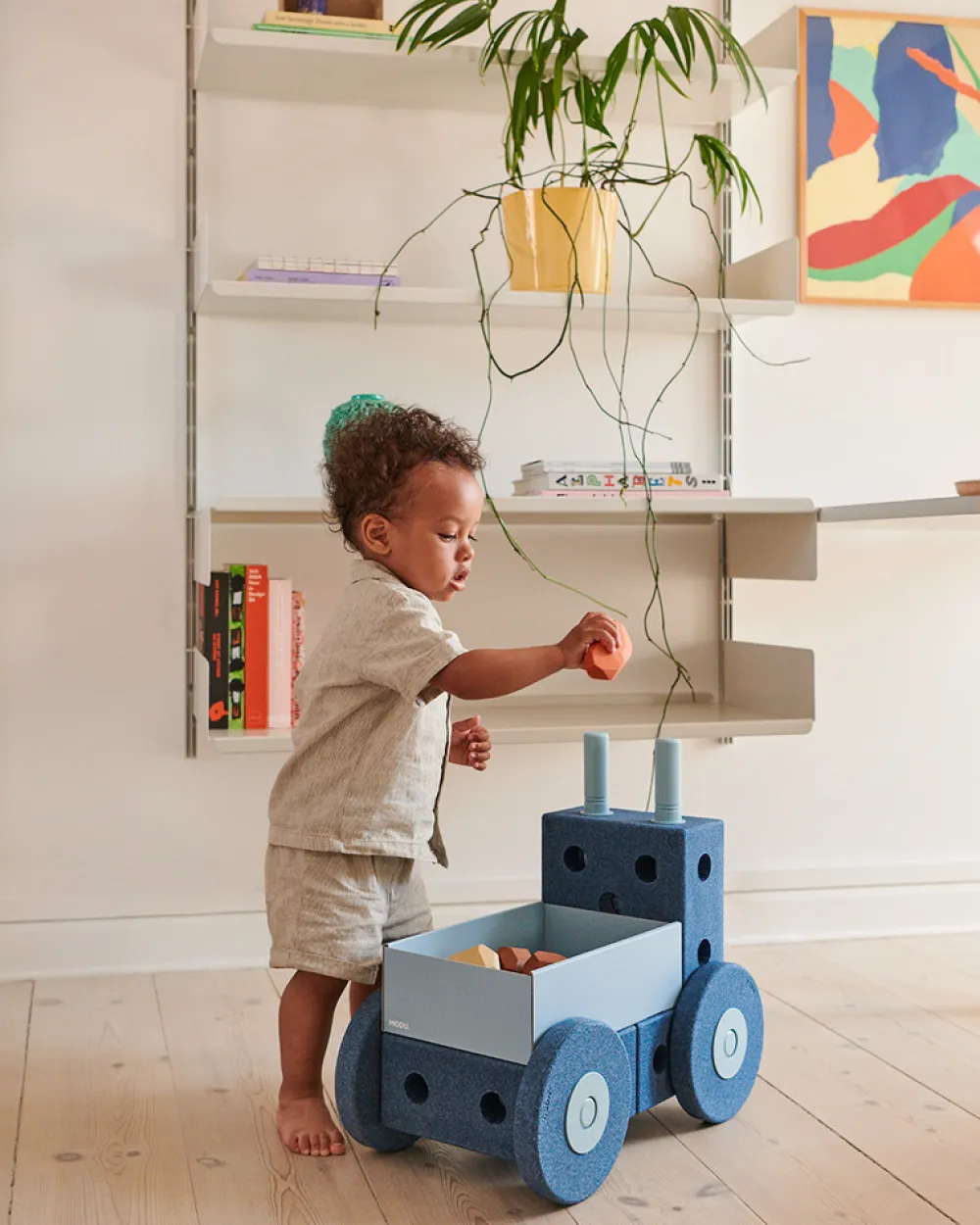 MODU 3-in-1 Baby Walker Deep Blue /Sky Blue- Store Byggesæt|Tumlemøbler