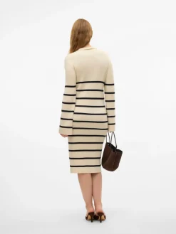 MamaLicious Isabell stripe langærmet strik kjole - BIRCH- Kjoler/Nederdele