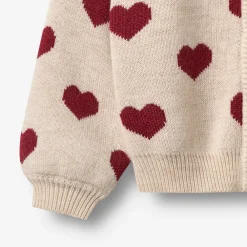 Wheat Jacquard Cardigan Hjerte - Offwhite Melange- Juletøj|Cardigans, Veste & Trøjer