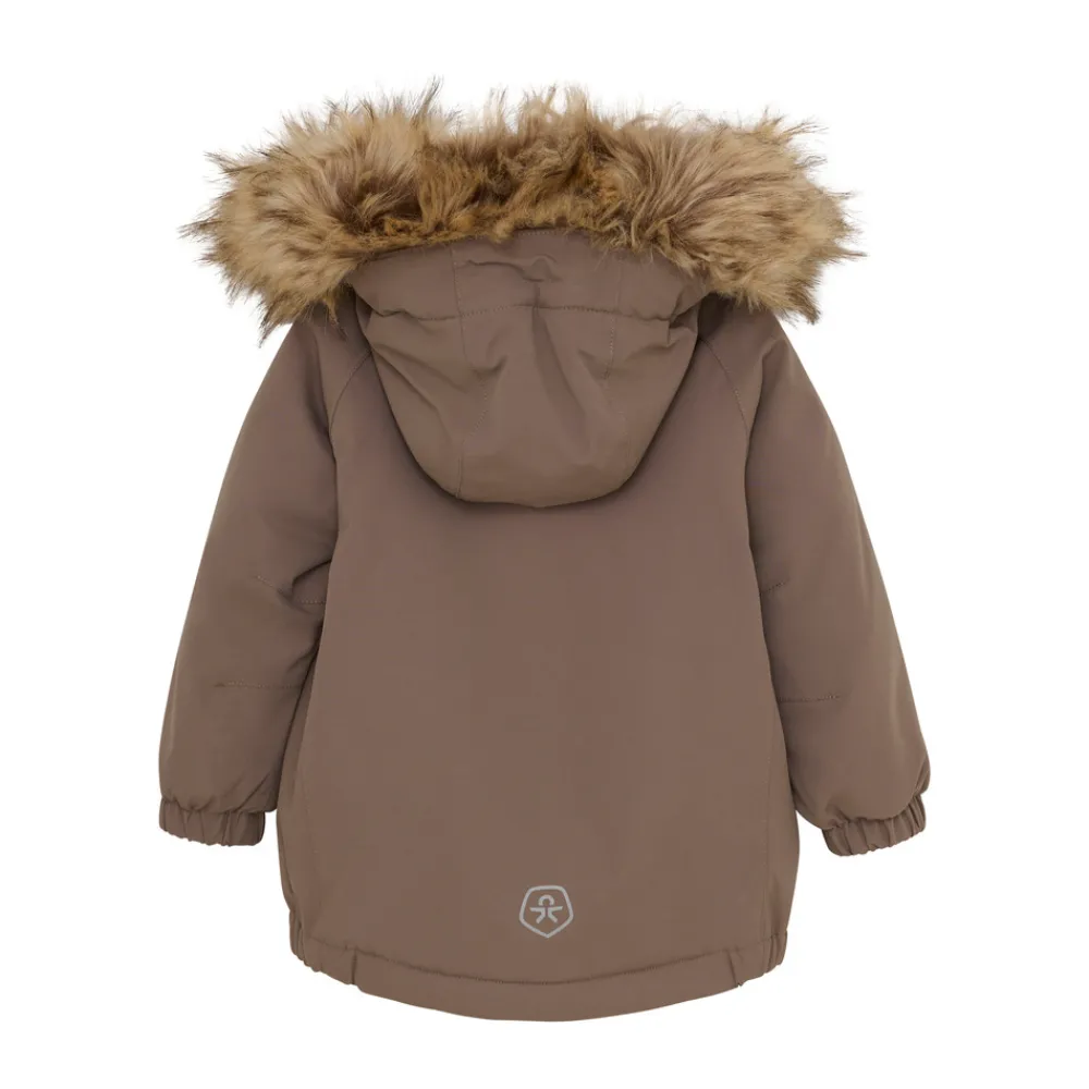 Color Kids Jakke m. Fake Fur - Fossil- Vinterjakker & Bukser