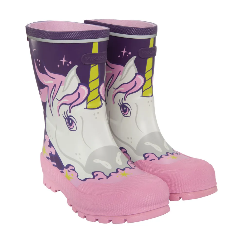 Viking Jolly print gummistøvle - Purple/Multi- Lange Gummistøvler