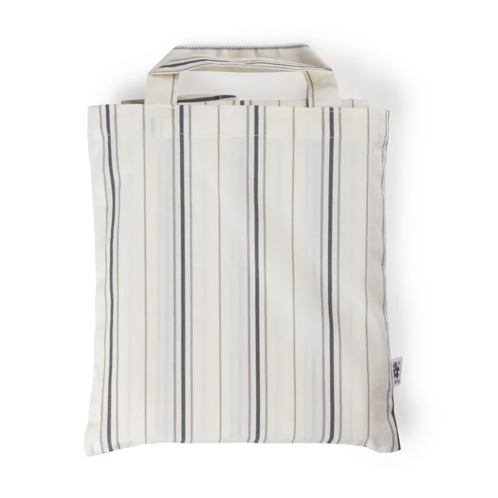 Sebra Junior sengetøj, cream stripe,beige/blå 140x100-Børn Sengetøj