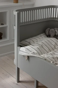 Sebra Junior sengetøj, cream stripe,beige/blå 140x100-Børn Sengetøj