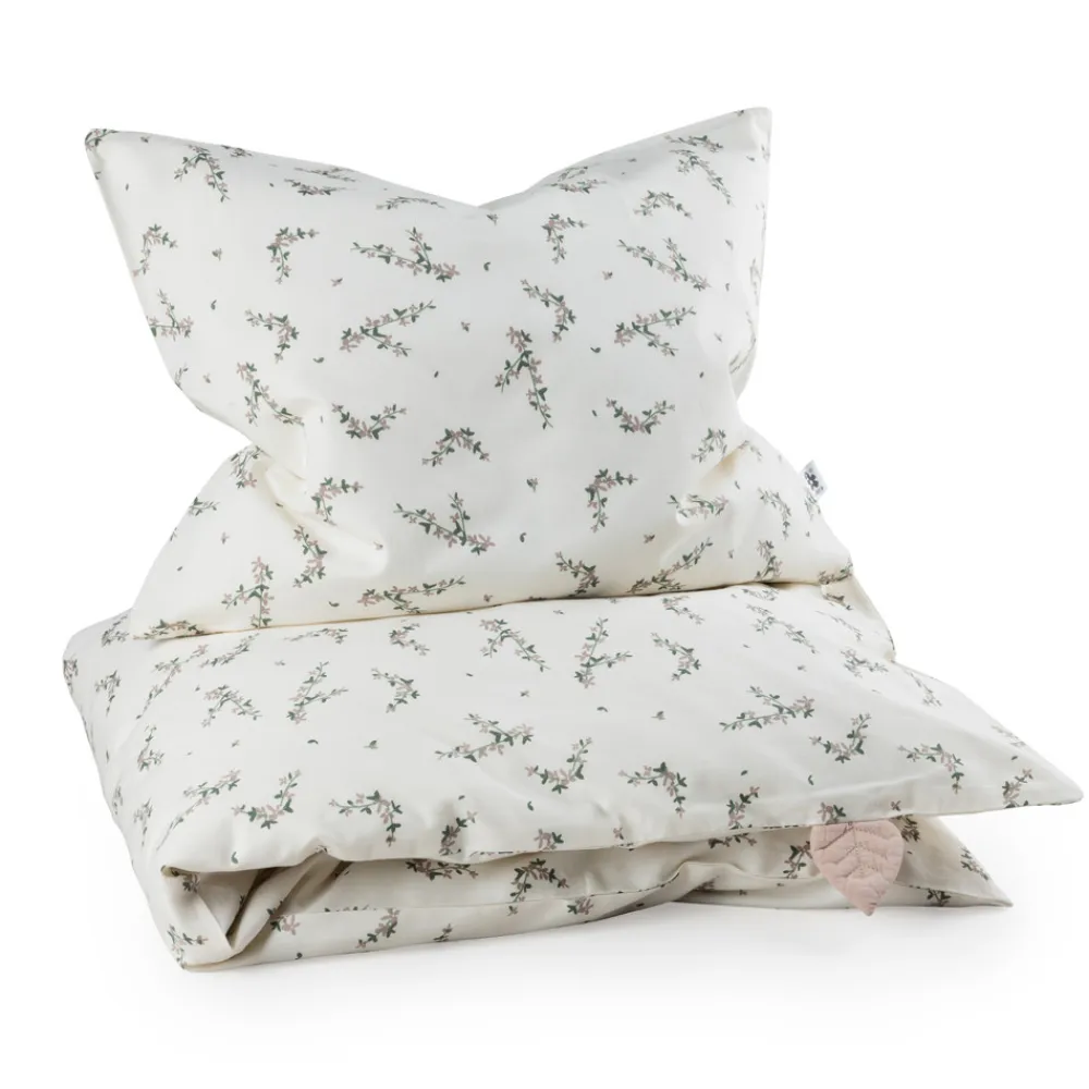 Sebra Junior sengetøj, powder blossom, beige 140x100-Børn Sengetøj