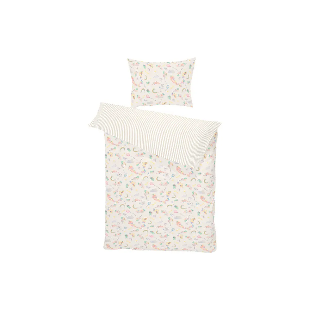 All By Voss Junior sengetøj, Unicorn Rose/Beige 100x140 cm-Børn Sengetøj