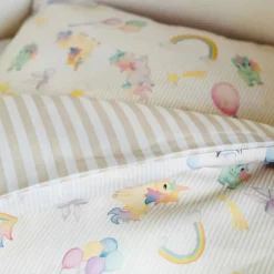 All By Voss Junior sengetøj, Unicorn Rose/Beige 100x140 cm-Børn Sengetøj