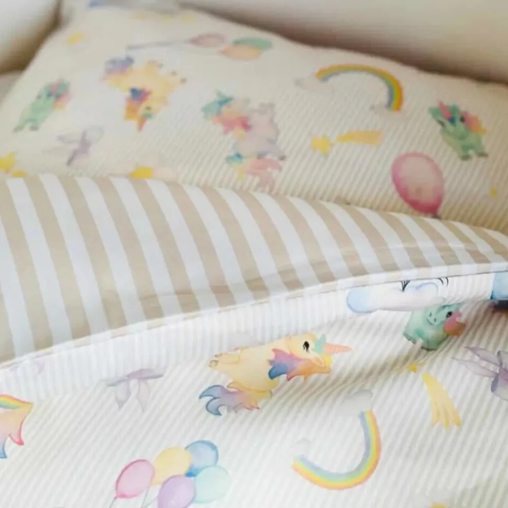 All By Voss Junior sengetøj, Unicorn Rose/Beige 100x140 cm-Børn Sengetøj