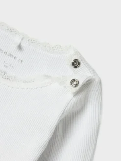 NAME IT Kab langærmet body - Bright white- Bodystocking Langærmet