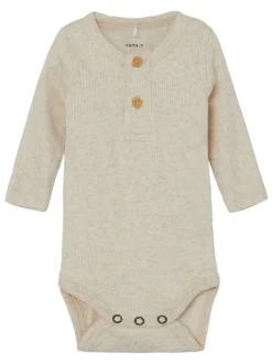 NAME IT Kab langærmet body NOOS - peyote melange- Bodystocking Langærmet
