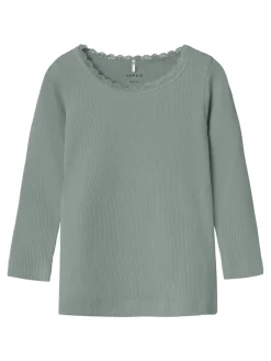 NAME IT Kab langærmet top - Slate gray- Bluser