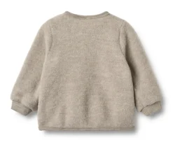 Wheat Kari Uld Fleece Cardigan - Khaki melange- Cardigans, Veste & Trøjer