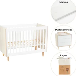 BeKids Karl starterpakke - seng, puslekommode, madras og lagen-Børn Pakkeløsninger|Pusleborde