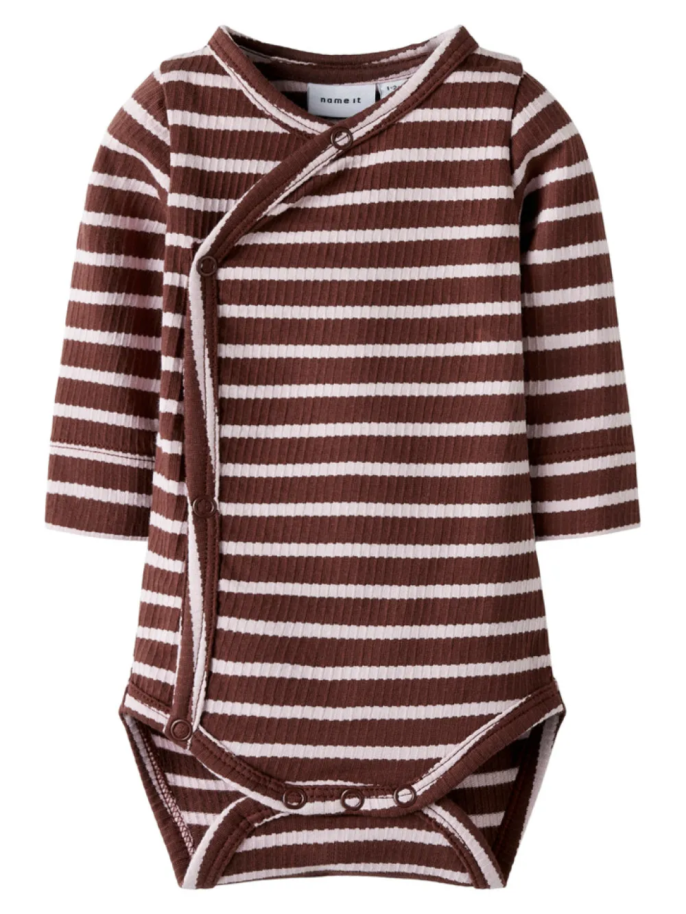 NAME IT Kattie Langærmet Wrap Body - Bleached Mauve- Bodystocking M. Skrålukning