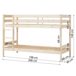 Hoppekids Køjeseng inkl. bund, Eco comfort 90x200 cm. - Natur-Børn Juniorsenge
