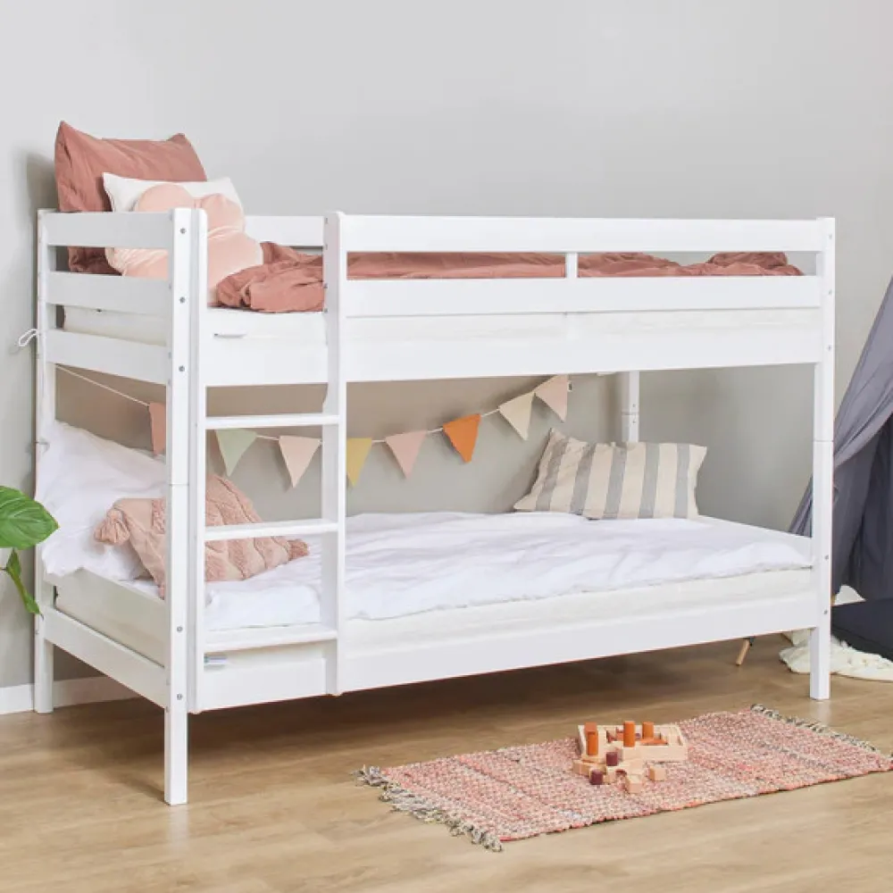 Hoppekids Køjeseng inkl. bund, Eco comfort 90x200 cm. - Hvid-Børn Juniorsenge