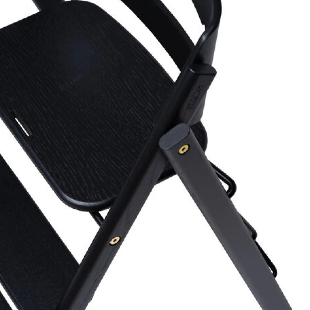 KAOS Klapp højstol foldbar eg inkl. pude - sort-Børn Højstole Med Tilbehør