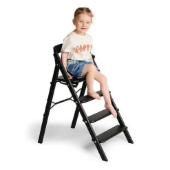 KAOS Klapp højstol foldbar eg inkl. pude - sort-Børn Højstole Med Tilbehør