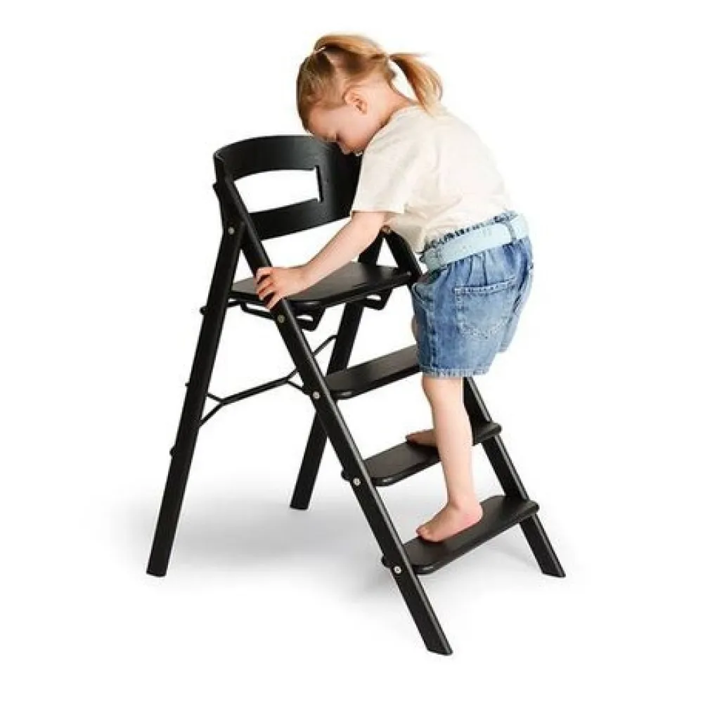 KAOS Klapp højstol foldbar eg inkl. pude - sort-Børn Højstole Med Tilbehør