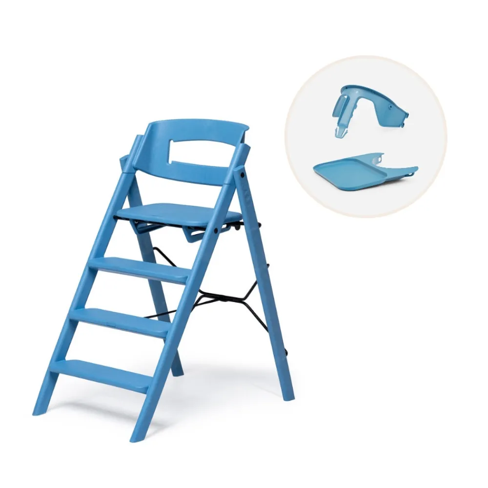 KAOS Klapp højstol genbrugsplast inkl. bøjle og bakke - Blå-Børn Højstole Med Tilbehør