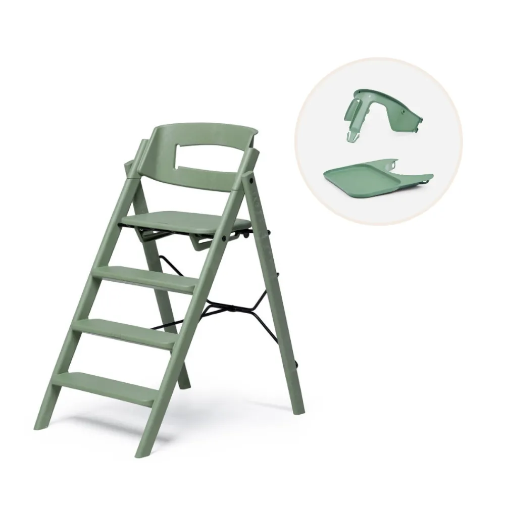KAOS Klapp højstol genbrugsplast inkl. bøjle og bakke - Grøn-Børn Højstole Med Tilbehør