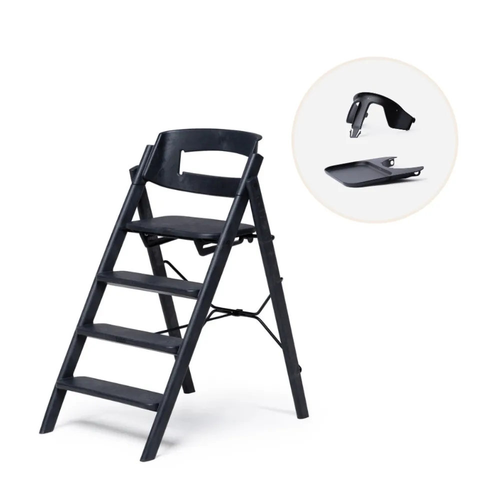 KAOS Klapp højstol genbrugsplast inkl. bøjle og bakke - Sort-Børn Højstole Med Tilbehør