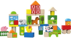 Magni Klodser i opbevaringskasse Bondegårdstema, 50 stk- Træklodser