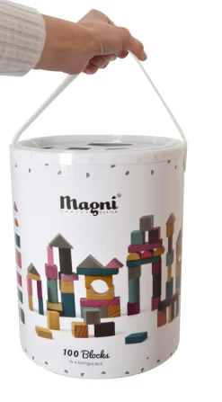 Magni Klodser i Puttekasse, 100 Stk - FSC®- Træklodser
