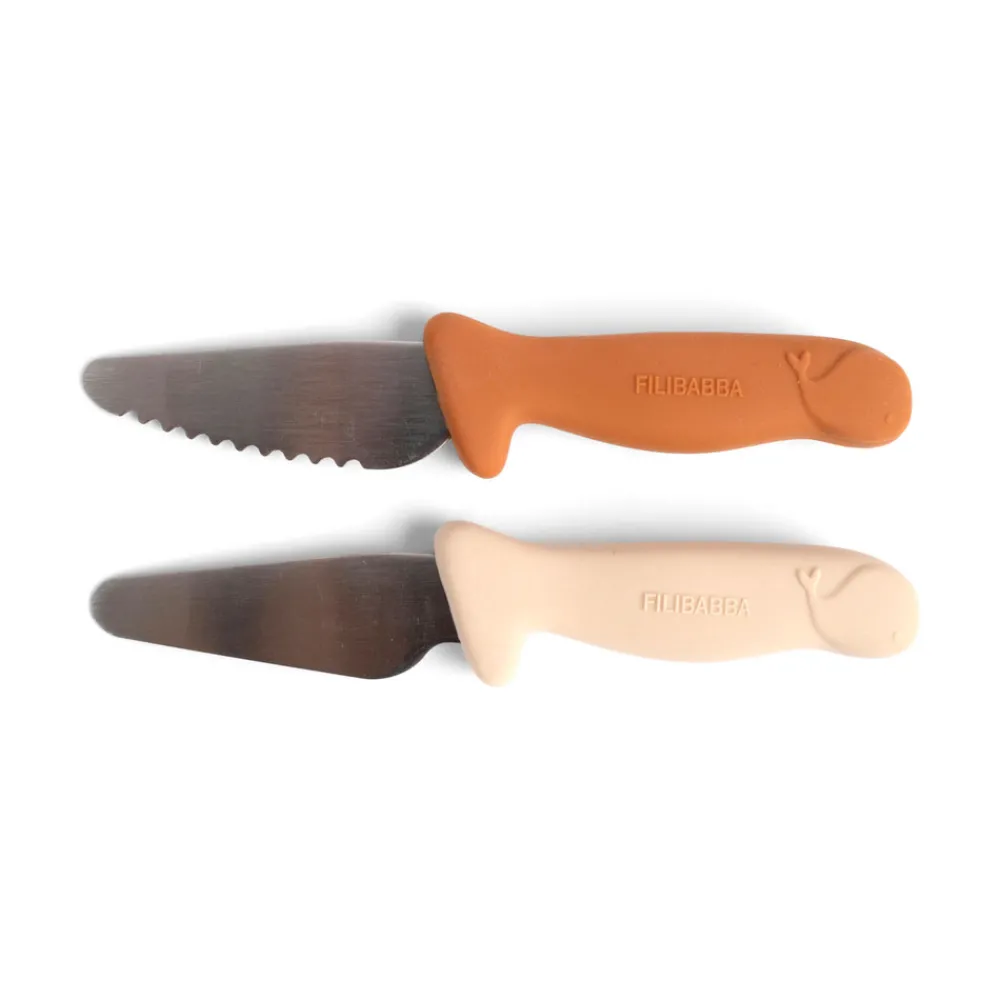 Filibabba Knivsæt til børn 2-pak - Pumpkin + Offwhite- Bestik