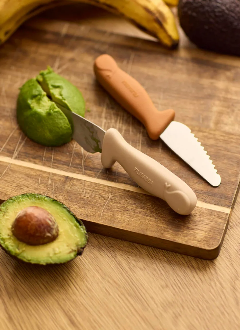 Filibabba Knivsæt til børn 2-pak - Pumpkin + Offwhite- Bestik