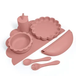 Magni Komplet spisesæt i silikone, terra cotta, 7 dele- Service