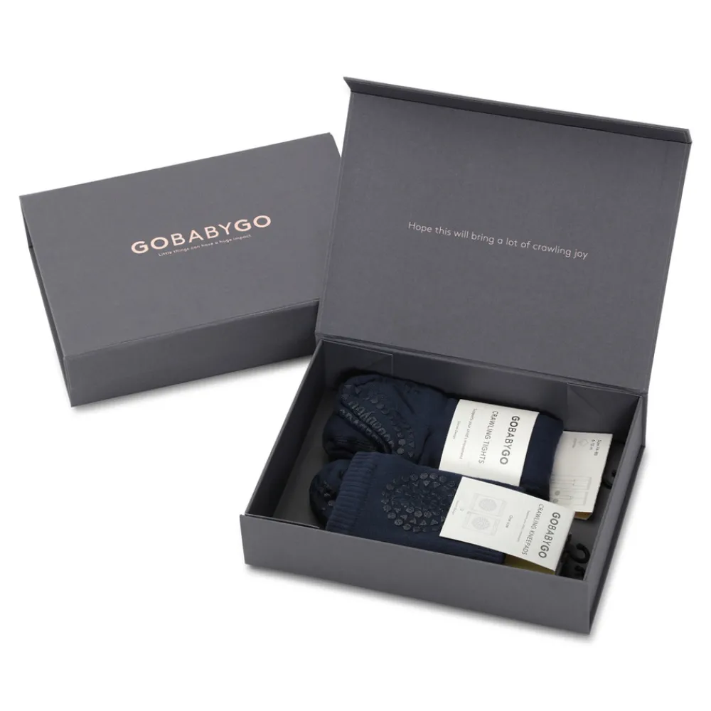 GOBABYGO Kravle start pakke - Navy blue- Skridsikre Strømper|Strømpebukser