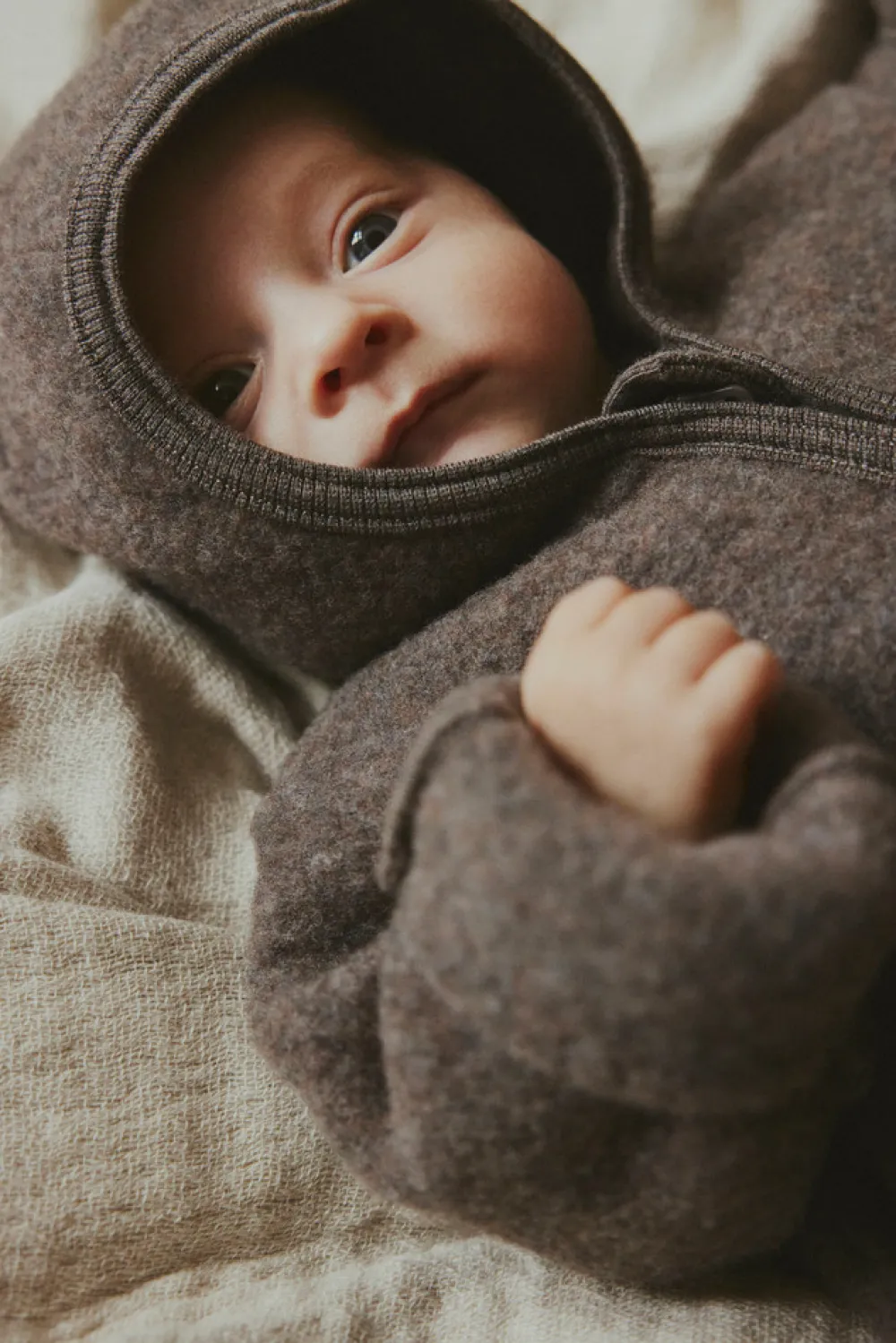 HUTTEliHUT Køredragt m. ører Uld Fleece - Brown Melange- Køredragter|Ulddragter