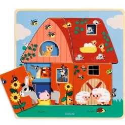 Djeco 3-lags puslespil, Hos Moo- Puslespil