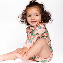 Småfolk Langærmet body med jordbær - 536- Bodystocking Langærmet