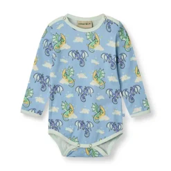 Småfolk Langærmet body med sovende drager - 737- Bodystocking Langærmet