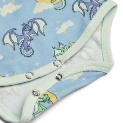 Småfolk Langærmet body med sovende drager - 737- Bodystocking Langærmet