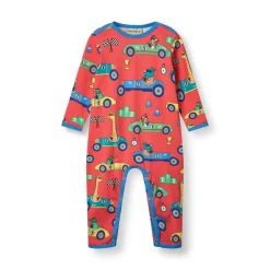 Småfolk Langærmet heldragt med racer biler - 534- Heldragter U. Fod