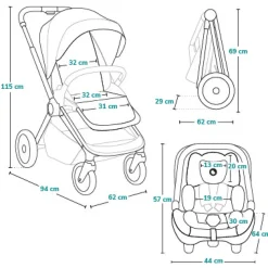 Lionelo Layla 3i1 - grey stone- Kombivogne Med Flade Sæder|Vognpakker