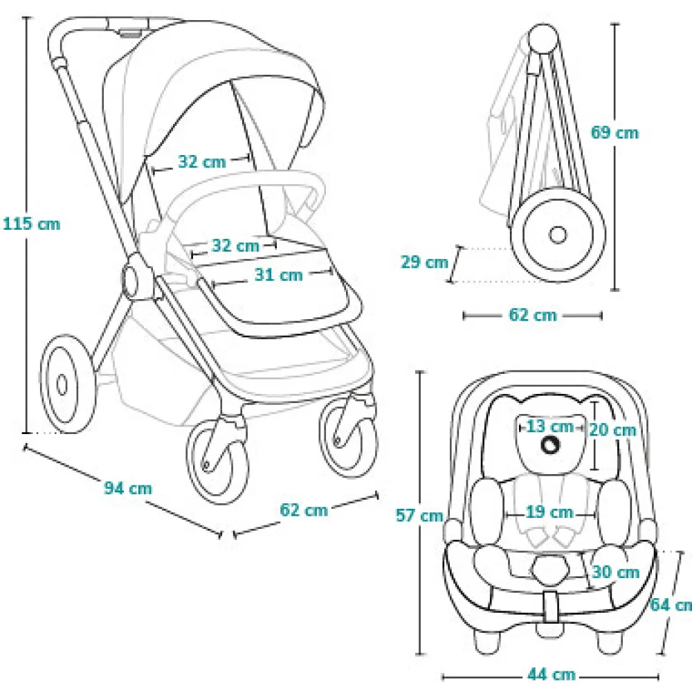 Lionelo Layla 3i1 - grey stone- Kombivogne Med Flade Sæder|Vognpakker