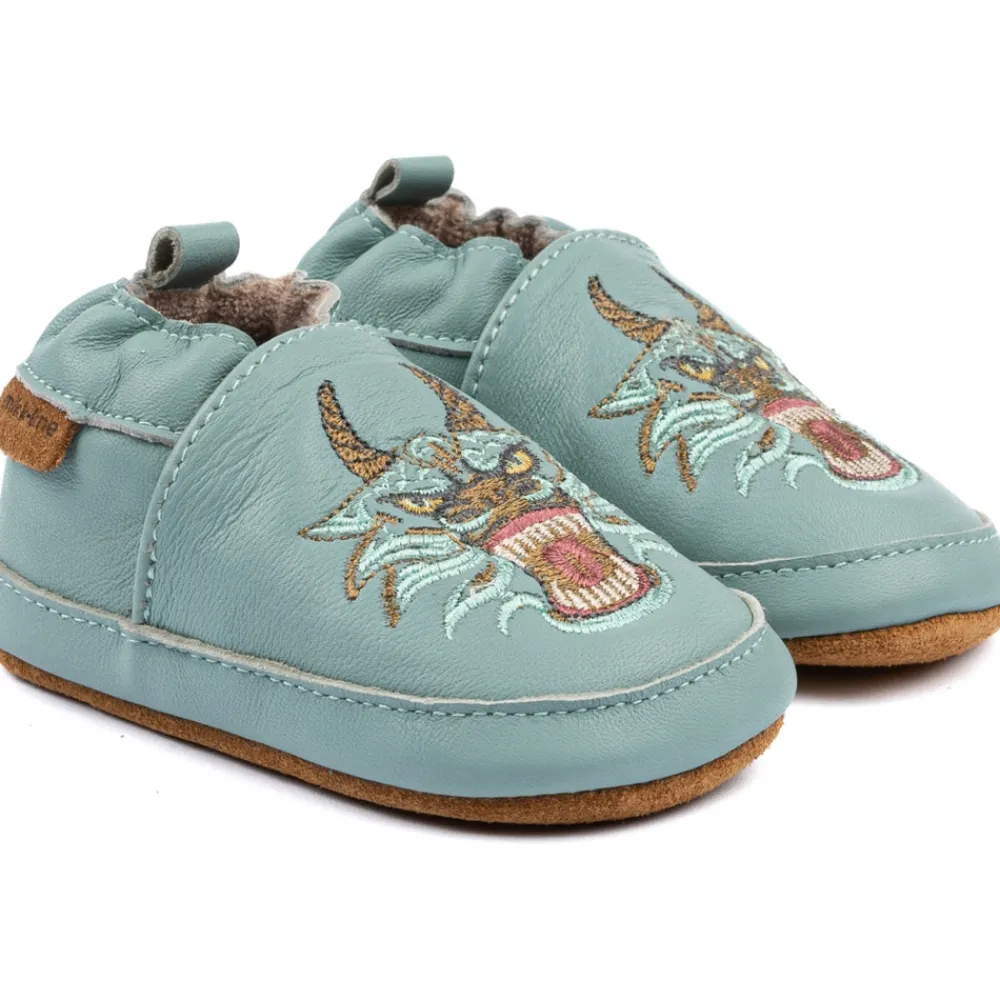 Mikk-Line Læder Slipper - 3D - GREEN BAY- Hjemmesko