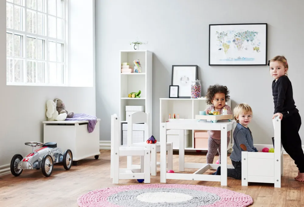 Hoppekids Legetøjskiste på hjul - hvid-Børn Bænke & Skamler